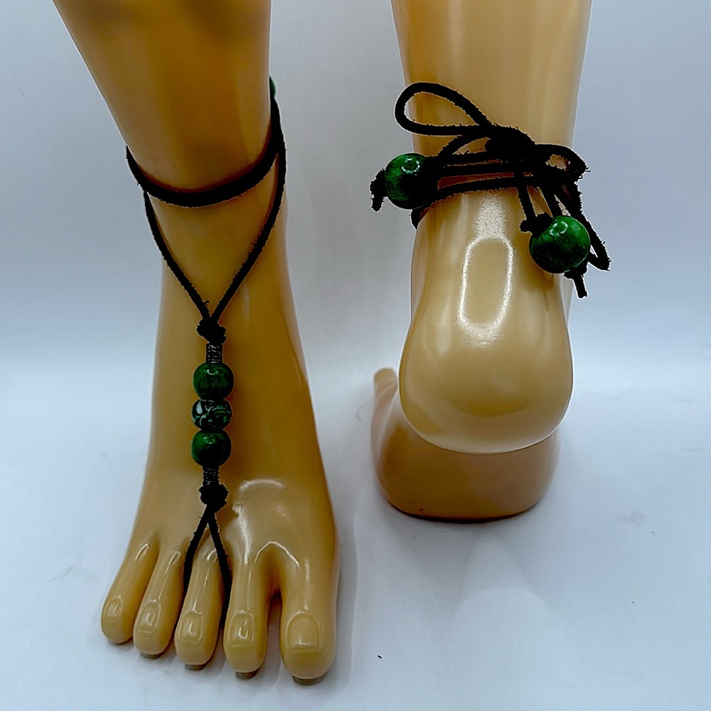 Handmade beaded, barefoot sandals